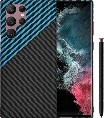 Produktbild von Techsuit Carbonite FiberShell Back Cover Hülle für Samsung Galaxy S22 Ultra - Blau/Schwarz
