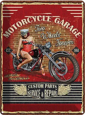 Produktbild von vianmo Blechschild 40x30 cm Motorcycle Garage Auto Werkstatt