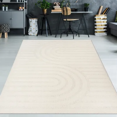 Produktbild von Wohnzimmer Schlafzimmer Teppich schimmernder effekt modern in Creme Größe - 160 x 220 cm