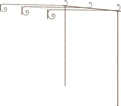 A metal pergola frame on a white background.