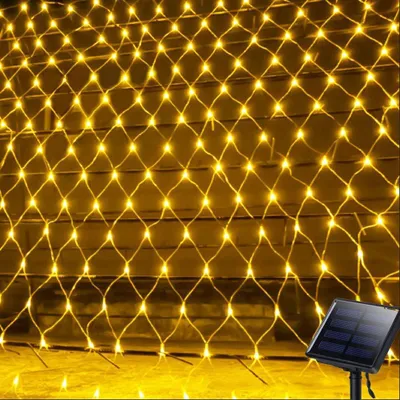 Solar-Netzlicht 3x2 m, 204 LEDs, 8 Modi, warmweiß