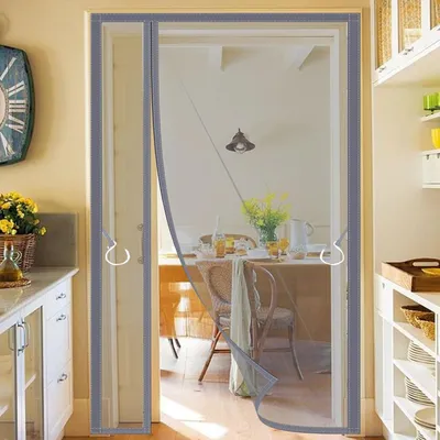 Produktbild von 90x210cm Magnetvorhang zum Insektenschutz, idealer magnetischer Fliegengitter für Balkontür, Kellertür, Terrassentür (zuschneidbar in Höhe und Breite) durch kinderleichte Klebemontage, Grau