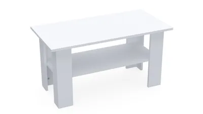 Obrázok produktu pre Brüder-Möbel | Konferenčný stolík biely - 100 x 50 cm - Moderný rozkladací stolík s policou - Stolík do obývačky - Príručný stolík