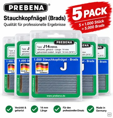 Produktbild von 5x Prebena Stauchkopfnägel Type J14CNKHA-B 1.000, KI-generiertes Bild