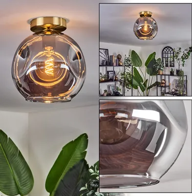 Produktbild von Villamare Deckenlampe aus Metall/Glas in Schwarz/Goldfarben/Rauchfarben