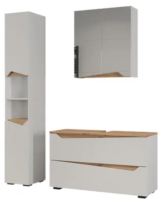 Zdjęcie produktu dla Zestaw mebli łazienkowych Vicco Marelle Biały/Dąb artisan 3-częściowy, Model 65070