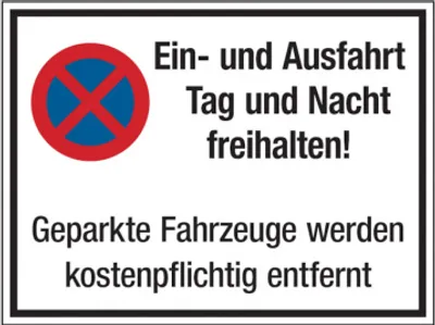 Produktbild von Dreifke® Parkverbotsschild, Ein- und Ausfahrt Tag und Nacht freihalten, 300x4...
