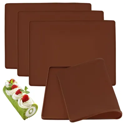 Immagine prodotto di Set di 4 tappetini in silicone per la cottura - Resistenti al calore - Antiscivolo - 30 x 40 cm - Bordo di 8 mm - Durevoli e salvaspazio