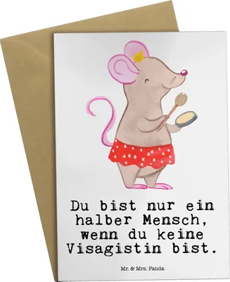 Produktbild von Mr. & Mrs. Panda Beileidskarte Visagistin Herz - Weiß - Geschenk, osterkarten, babykarte, einladungskarten, Grußkarte, weihnachtskarten, Maskenbildnerin, Spruch