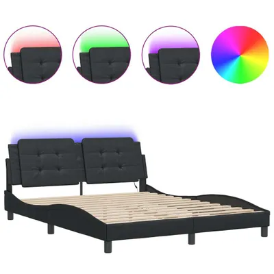 Image de vidaXL Sommier avec LED sans matelas « Zadar » Noir 160x200 cm