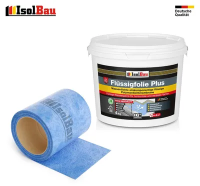 Dichtset Flüssigfolie PLUS 4 kg + 5 m Dichtband Abdichtung Balkon Bad Dusche HQ