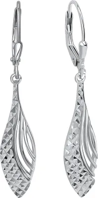 Produktbild von V Ohrhänger 925 Silber glanz/diamantiert 925/- Sterling Silber 4,3cm weiß 025230041-1