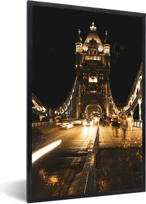 Produktbild von MuchoWow® MuchoWow® Gerahmtes Poster Gold - Brücke - Tower Bridge 40x60 cm - Poster mit zchwarzem Bilderrahmen - Papierdruck - Wandbilder