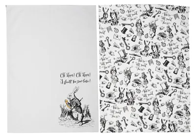 Produktbild von V AND A Victoria & Albert Alice's Adventures in Wonderland Geschirrtücher, Weiß, Set de 2