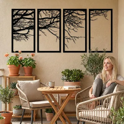 Obrázok produktu pre Wallity, elegantné kovové doplnky na stenu, čierna farba, 150 x 75 cm | 100% kov