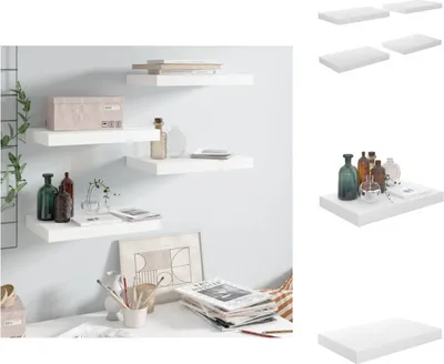 Produktbild von vidaXL Schweberegale 4 Stk. Hochglanz-Weiß 40x23x3,8 cm MDF - Wandregale