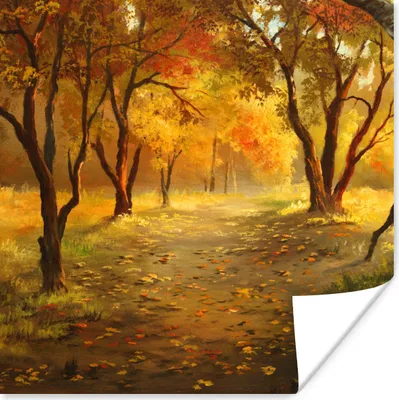Produktbild von MuchoWow® Poster Eine Illustration eines Waldes im Herbst 30x30 cm - Wandposter - Printing