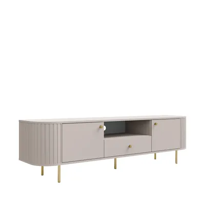Produktbild von TV-Schrank OVARO II 180 cm mit 2 Türen, Schublade und offenen Fächern – Modernes TV-Lowboard für Wohnzimmer – Beige