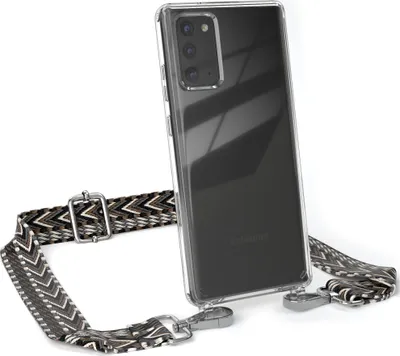Produktbild von EAZY CASE Handykette - Verstellbarer Trageriemen kompatibel mit Samsung Galaxy Note 20 / Note 20 5G, Handykordel mit transparenter Silikon-Hülle, Band in Grau