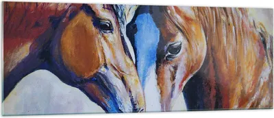 Produktbild von Bilder auf glas - Pferd Tier Bindung - 140x50cm - Glasbilder - Wandbilder - Kunstdruck - zum Aufhängen bereit - Wanddekoration aus Glas - Glas Bilder - Wandbild auf Glas - Einteilig - GAB140x50-3526
