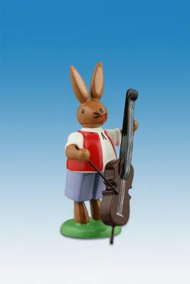 Produktbild von Osterdekoration Osterhase mit Bassgeige Höhe 7,5cm NEU