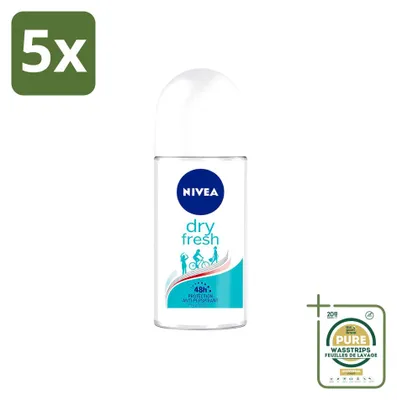 Obrázok produktu pre 5 kusov deodorantu Nivea Dry Fresh, roller, 50 ml – balenie