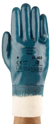 Produktbild von ANSELL Hylite 47-402 Handschuh, Nitril/Baumwolle, vollbeschichtet, blau, Strickbund, 265-295 mm