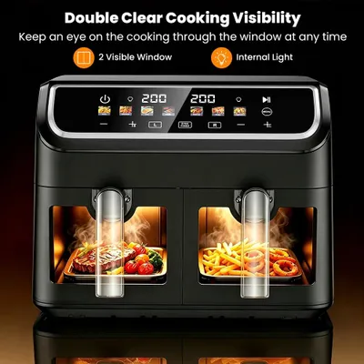 Image de Friteuse à air chaud - XXL avec double panier - 9 litres - 2000 W - Contrôle indépendant - Écran tactile numérique - Friture sans huile