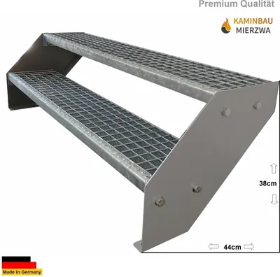 Immagine prodotto di Scala a 2 gradini in acciaio zincato e verniciato a polvere color argento - (L x P x A) 44cm x 60cm x 38cm
