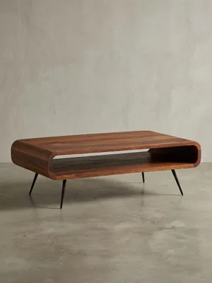 Produktbild von Massivholz Wohnzimmertisch, Modern & elegant, Sheeshamholz, Staufach. 90x55x30 cm | Kadima Design