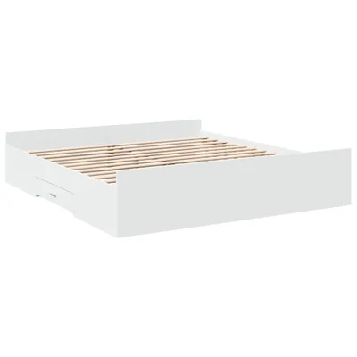 Obrázek produktu pro Rám postele se zásuvkami bílý 200 x 200 cm kompozitní dřevo