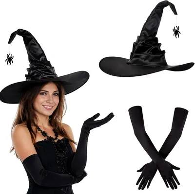 Imagen del producto de Sombrero de bruja hecho de satén , talla única, ideal para Halloween