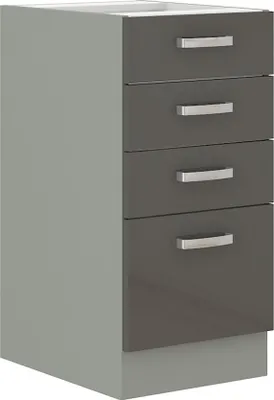 Produktbild von Küchen Unterschrank 40 Hochglanz Grau Küchenzeile Küchenblock Küche Grey Bianca
