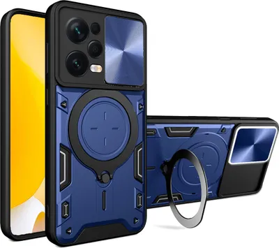 Obrázek produktu pro Pouzdro pro Xiaomi Redmi Note 12 Pro 5G dvojvrstvé odolné pouzdro s ochranným krytem kamery a kruhovým stojánkem na prsten modré