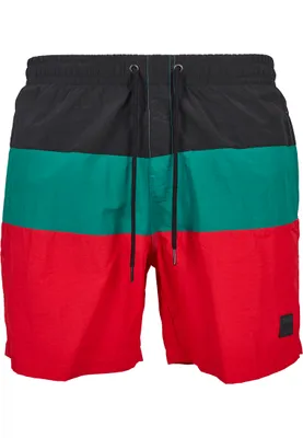 Produktbild von Urban Classics - BLOCK Swim Badeshorts rot schwarz grün - L