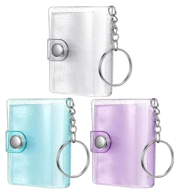 Produktbild von Schlüsselanhänger Foto Mit 24 Taschen 3 Stück Transparent Bilderrahmen Schlüsselring 5x3.5cm Foto Insert Schlüsselbund Bild Personalisierte Bilderrahmen Durchsichtiger Kartenhalter Für Familie Paare