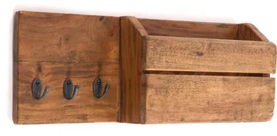 Produktbild von SCHLÜSSELBRETT "LINO" | mit 3 Haken | Holz Wandgarderobe