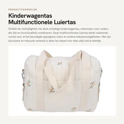 Produktbild von Kinderwagen-Tasche – Nachhaltig – Multifunktionale Aufbewahrungstasche – Große Kapazität – Wiederverwendbar – Reißverschlussfach – Handtasche – Wickeltasche
