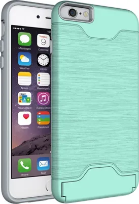 Produktbild von Schutzhülle für Apple iPhone 6 Plus 5.5 Zoll aufstellbares Hardcase mit Kartenfach Schutzcover (Grün)