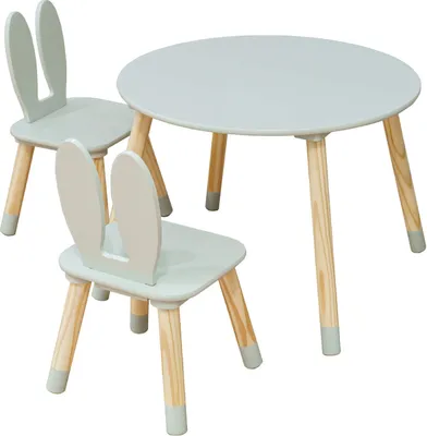 Obrázok produktu pre Rebecca Mobili stôl a 2 stoličky pre deti Milicia 44x60x60 MDF borovica aqua zeleno hnedá SET 3 ks