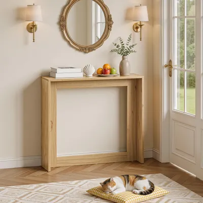Image de Console étroite avec espace de rangement, idéale pour le salon ou l'entrée, style rustique