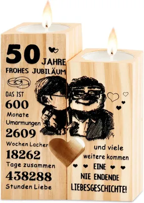 Immagine prodotto di 50. Regali per il cinquantesimo anniversario di matrimonio, candelabro in legno