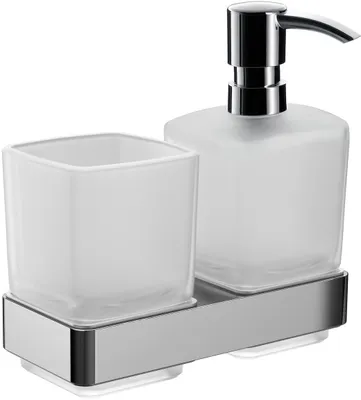Image de emco porte-verre loft et distributeur de savon liquide, modèle mural, chromé, 053100100