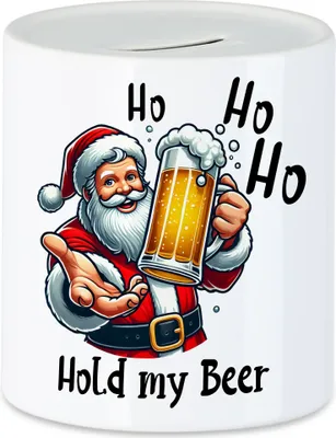 Produktbild von Ho Ho Hold My Beer Spardose Lustig Weihnachten Bier Biertrinker