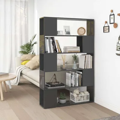 Obrázek produktu pro Maison Exclusive – knihovna jako pokojový paraván, lesklá šedá, dřevěný materiál