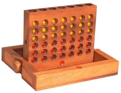 Produktbild von Vier gewinnt aus Holz, 16,5 cm x 13,5 cm - Holz-Spiel