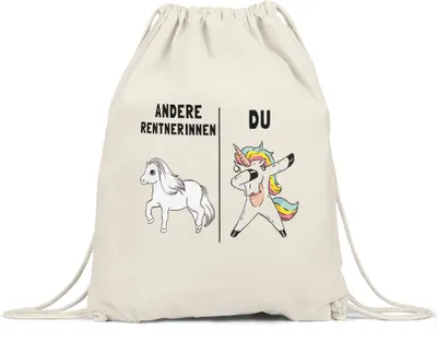 Produktbild von Andere Rentnerinnen Du Turnbeutel Gymsack Rentnerin Lustig Einhorn Rente Ruhestand Abschiedsgeschenk Kollegin