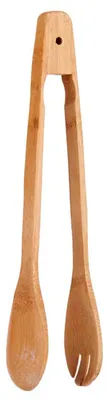 Bamboo-Küchenzange, Löffel und Gabel, 30 cm, braun