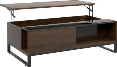 Obrázek produktu pro Konferenční Stolek, Odkládací Stolek Se Zvedací Funkcí, Rozkládací Stolek S Úložným Prostorem, Konferenční Stolek V Moderním Designu, Ocel, Ořech, Černá, 102 X 58 X 35,5 Cm