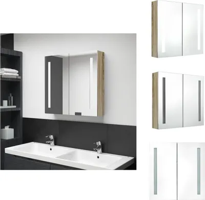 Produktbild von vidaXL LED-Bad-Spiegelschrank Eichenoptik 62x14x60 cm -  Badezimmerwaschtische